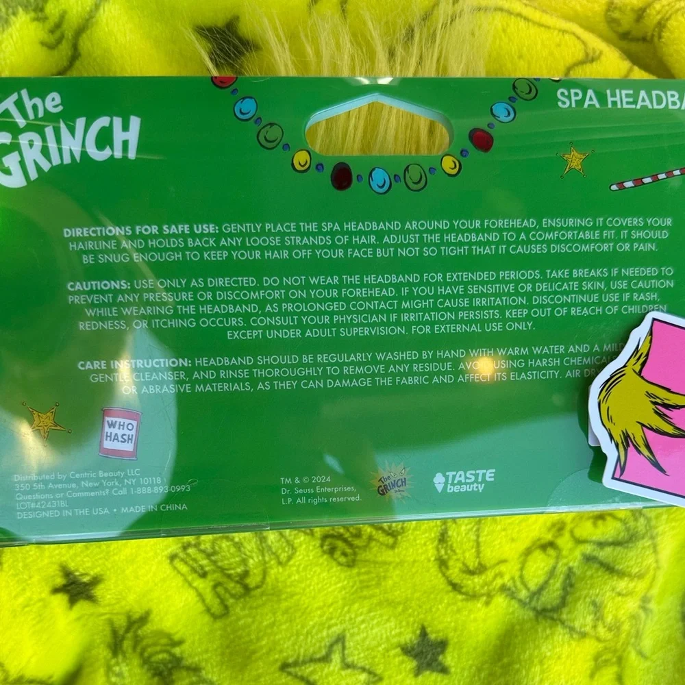 The‎ Grinch Spa Headband NWT